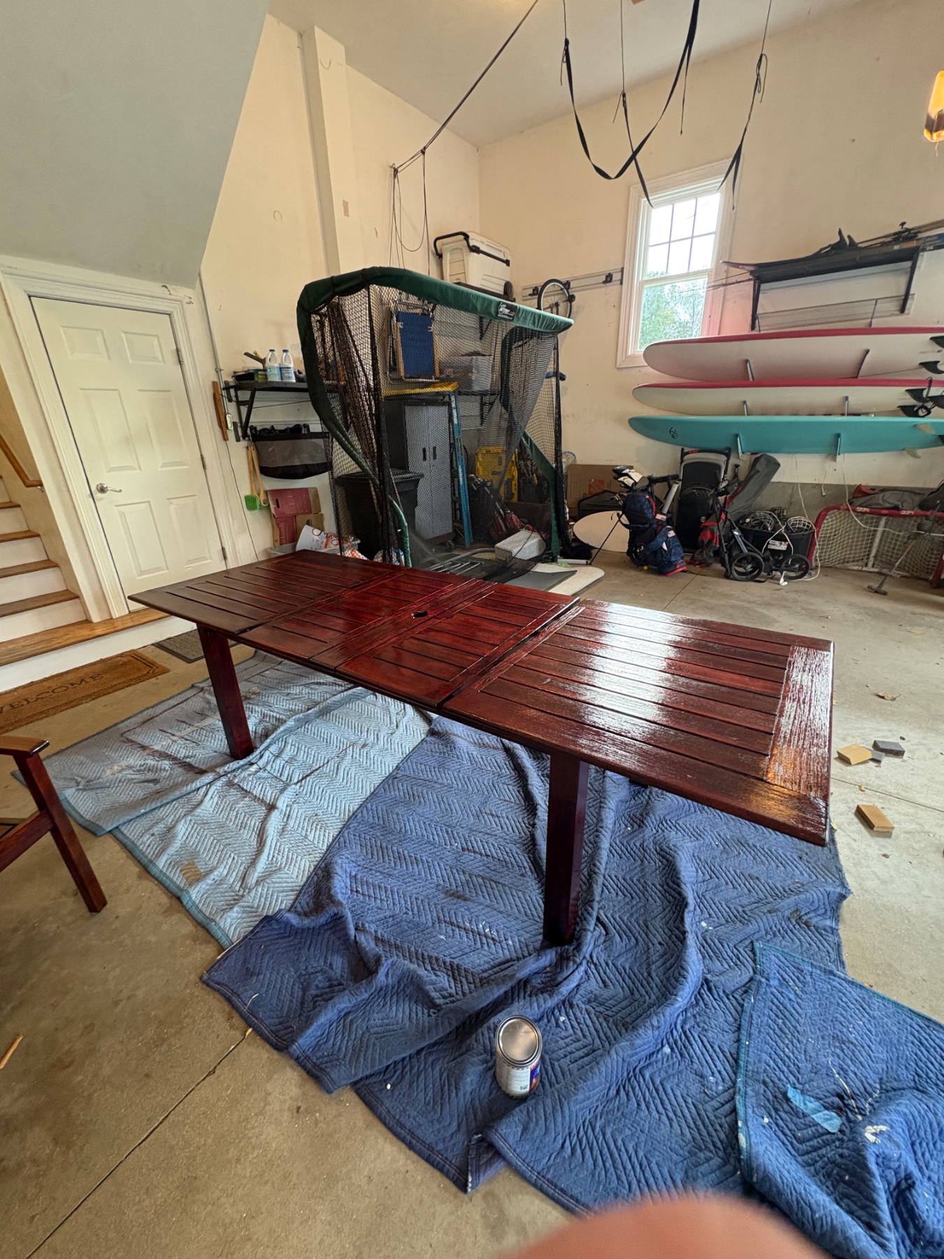 Table after stain and first coat of varnish.