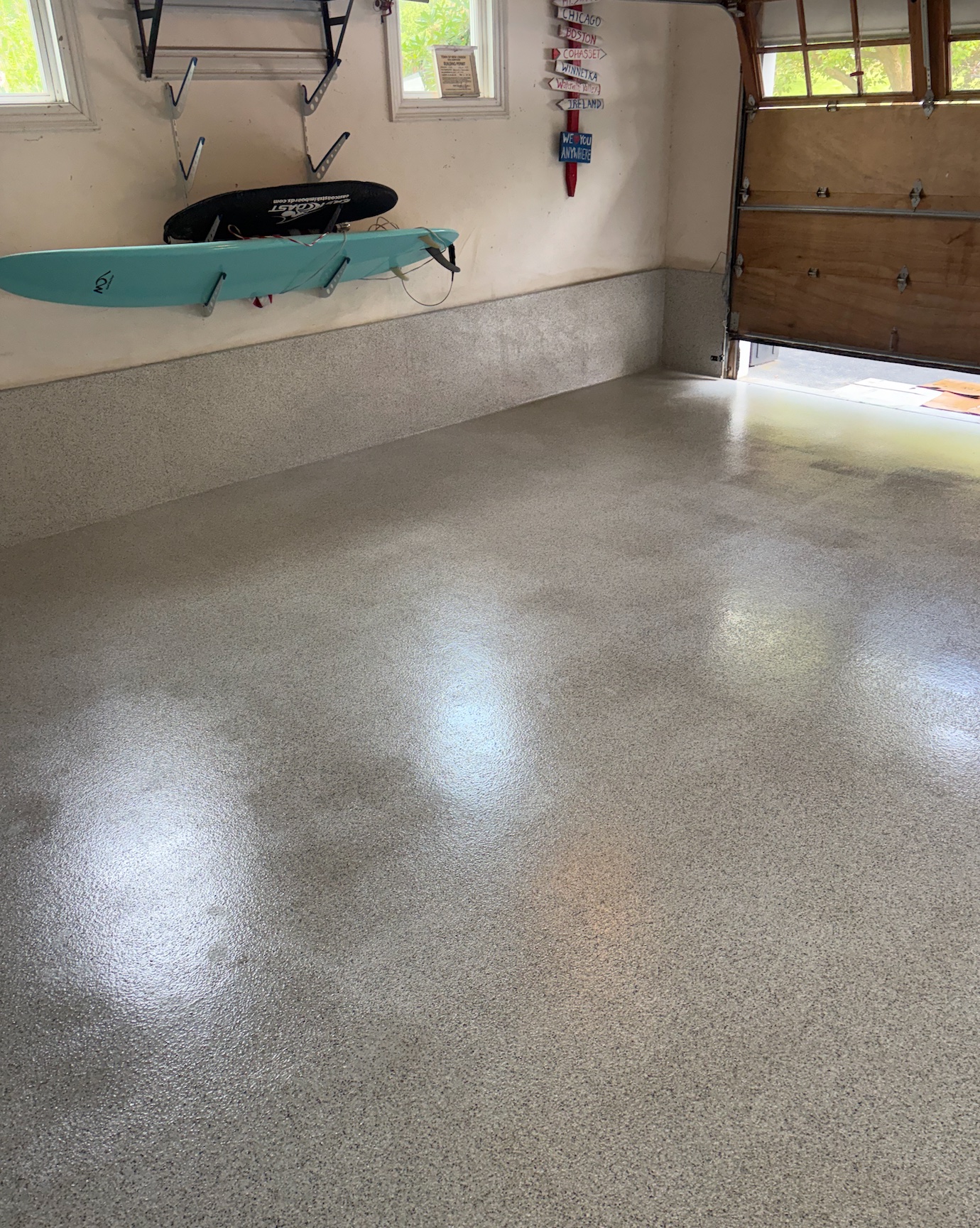 Garage after epoxy and top coat.