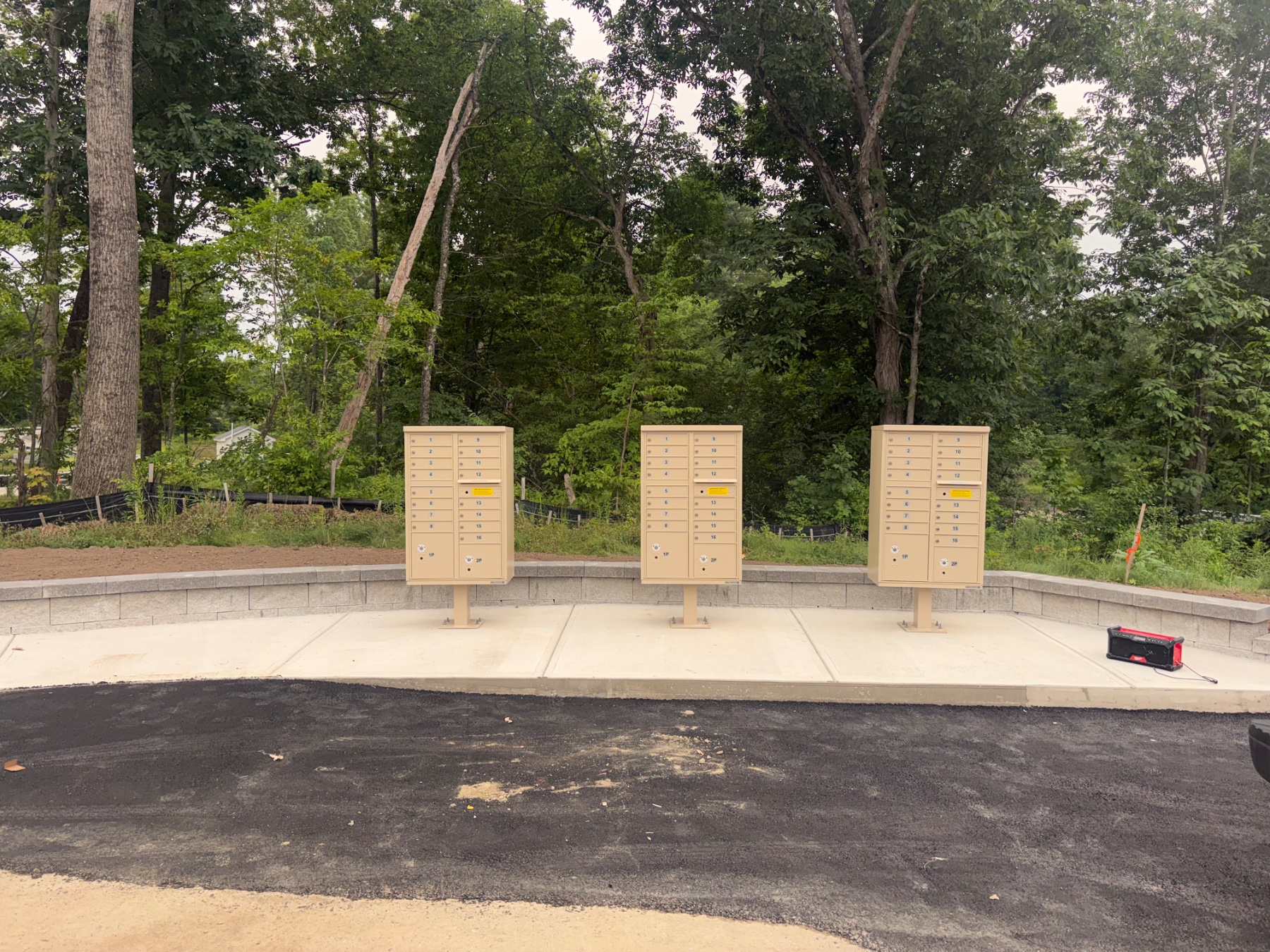 Mailboxes installed.