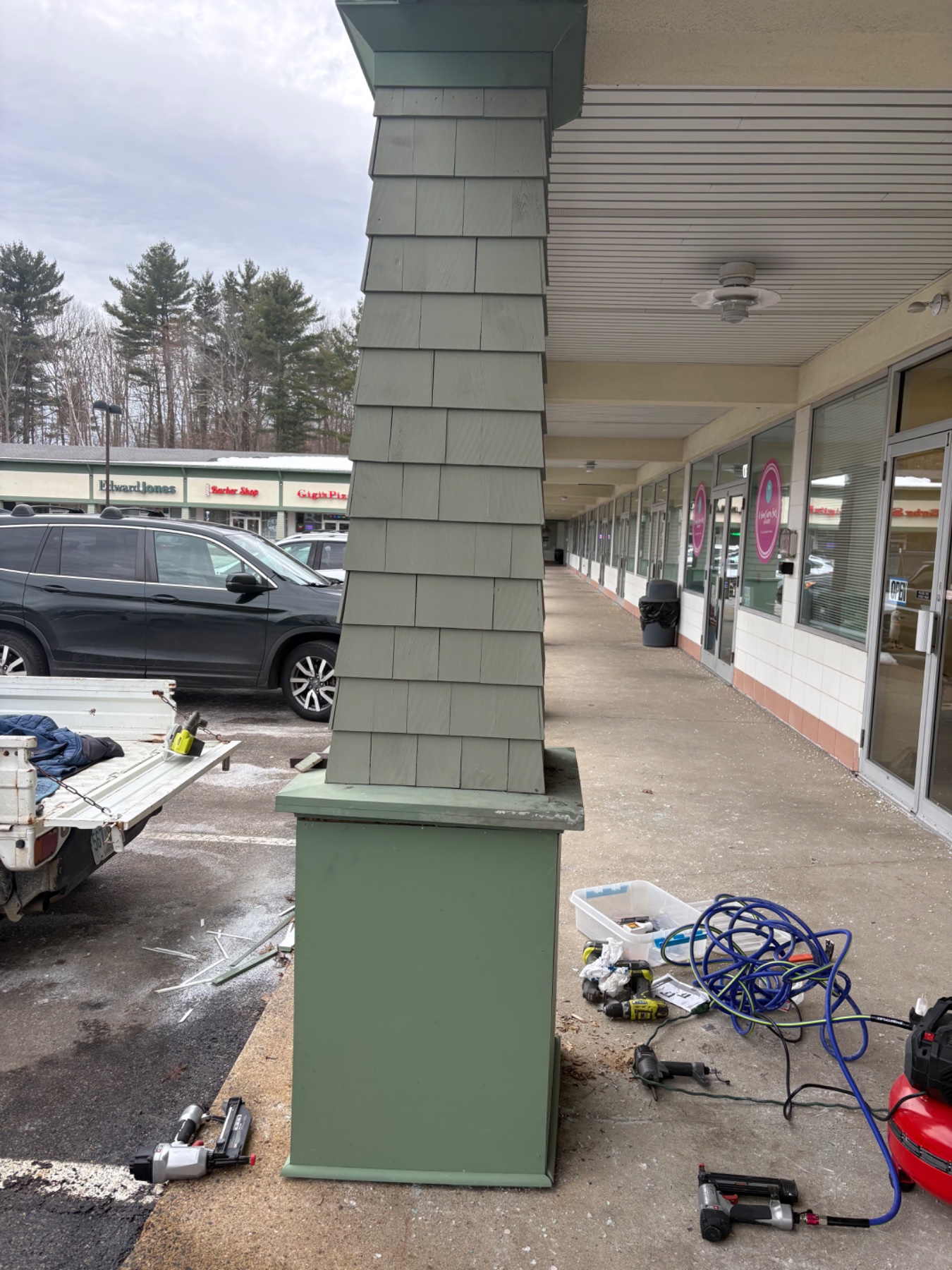 Framed out matching PVC siding