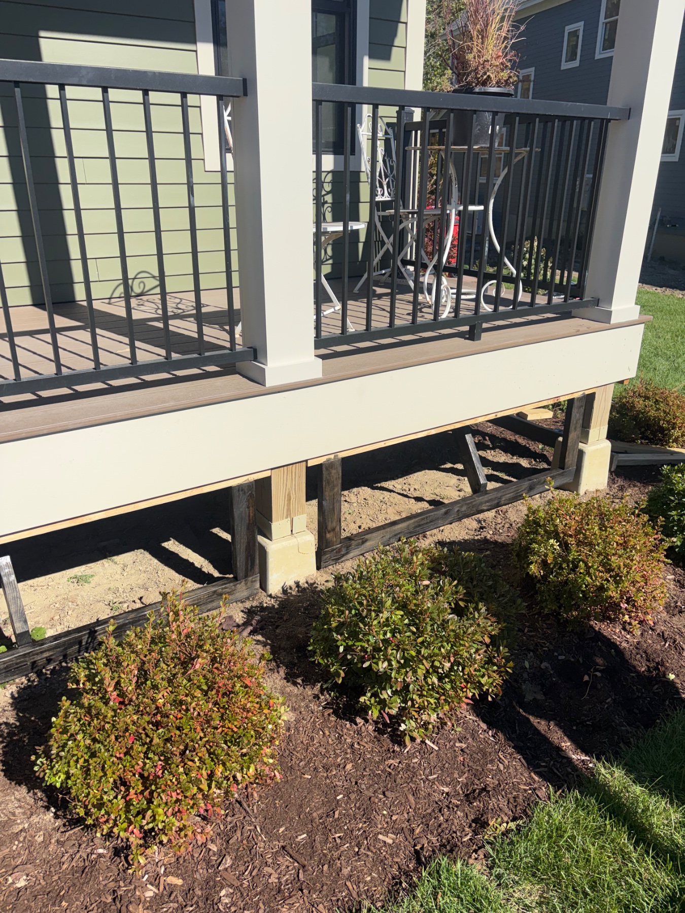 PT frame stained and sealed with black oil based product for durability and camouflage.