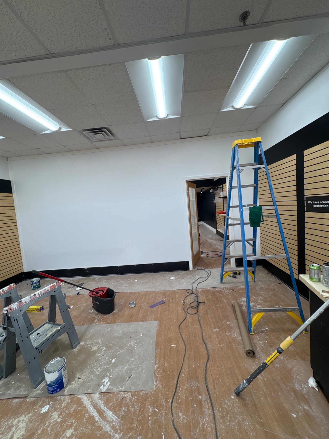 Wall finished, before door trim installation and clean up.