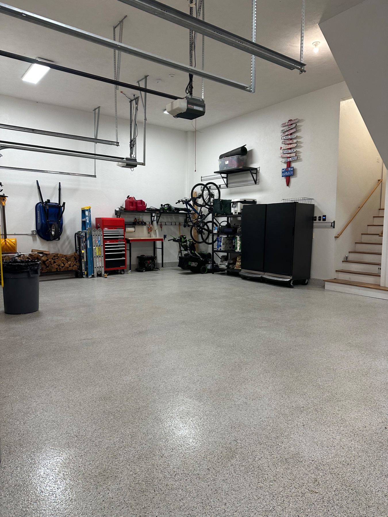 Garage after paint and organization. 